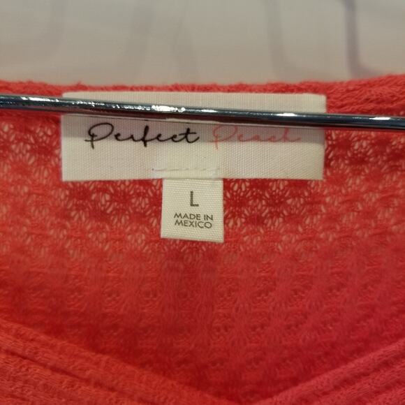 Perfect Peach Orange Oversized Cool Lightweight Tunic Top Bell Sleeves Size L - Picture 7 of 11